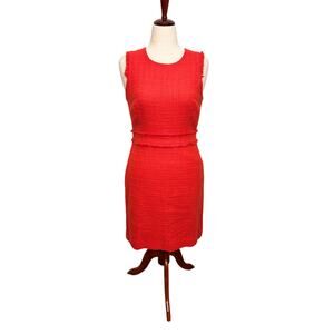 J. Crew tweed sheath dress orange sleeveless scoop neck fringe detail Sz 8